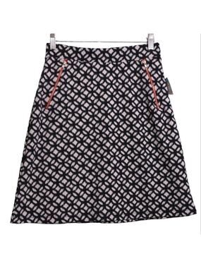 Le Lis Womens A Line Skirt Black White Above Knee Stretch Front Zippers Artsy S